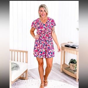 Floral Pink Mini Dress